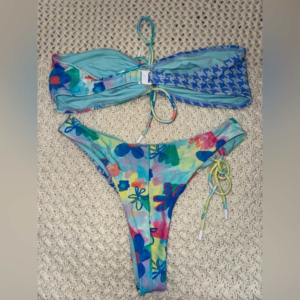 Blackbough Swim Houndstooth and Floral Bikini SET - Picture 3 of 7